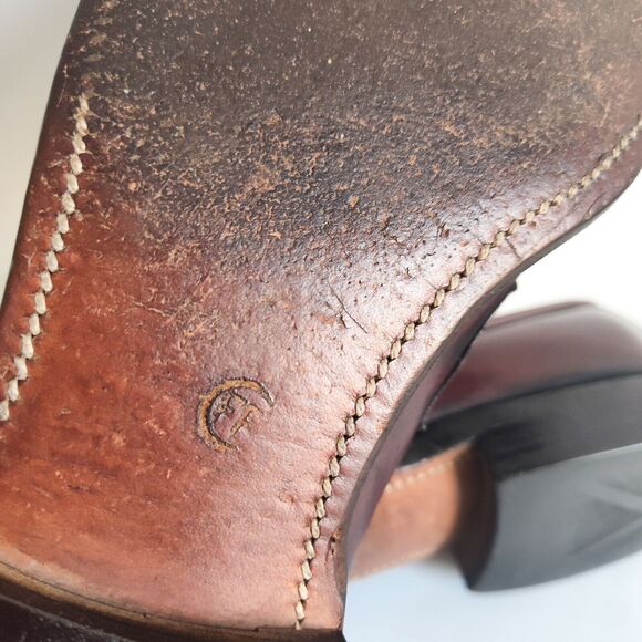 Allen Edmonds Barton Burgundy Leather Penny Loafers Mens 9 B Classic USA Made - Picture 12 of 14